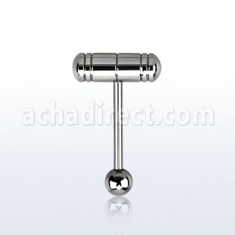 bbhmr 316l steel tongue barbell with steel hammer shaped top