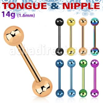 bbtb5 anodized 316l steel nipple tongue barbell with 5mm ball