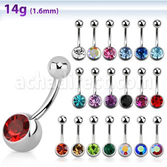 bn1cg 316l steel belly banana w 8mm bezel ball plain ball