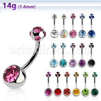 bn2cgmj 316l steel belly banana w 8mm bezel ball 5mm ball