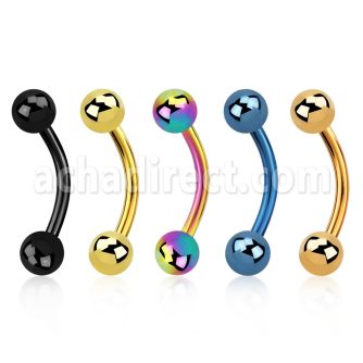 bnetb4 anodized 316l steel eyebrow banana with 4mm ball