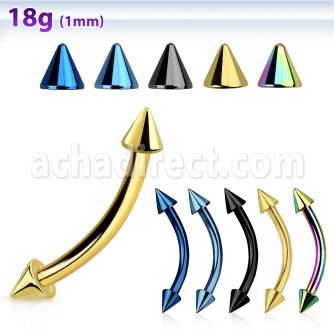bnetcn2 anodized 316l steel eyebrow banana with 2mm cone