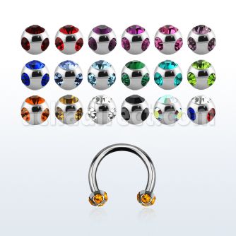 cbjb3 316l eyebrow lip circular barbell w jewel ball