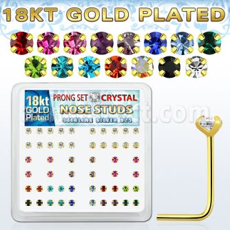 18sp14xm caja display piercings nariz plata 925 0 6mm oro 18 kts cristal redondos 2mm al por mayor