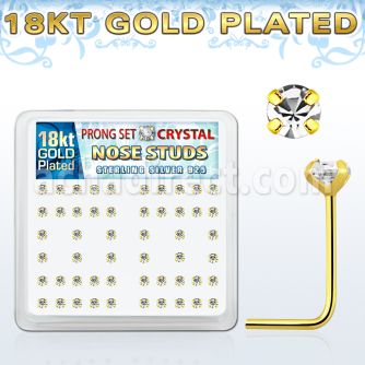 18sp19xc caja display piercing nariz l plata esterlina 925 0 6mm oro 18 kts cristal claro 2 5mm venta