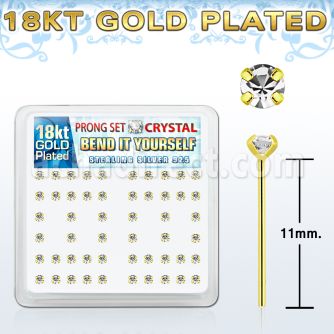 18yp14xc caja display piercing nariz doblar tu mismo plata 925 0 6mm oro 18 kts cristal redondo 2mm mayorista