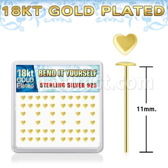 18yxvhr caja piercing nariz doblar tu mismo plata 925 0 6mm corazon oro 18 kts mayorista