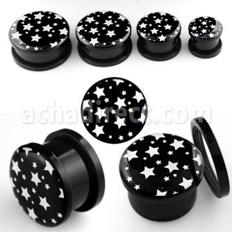 afpmm dilatacion plug tornillo acrilico negro logo estrellas blancas fondo negro mayorista