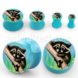 apgrac dilatacion plug doble flare acrilico azul bebe logo mapache al por mayor