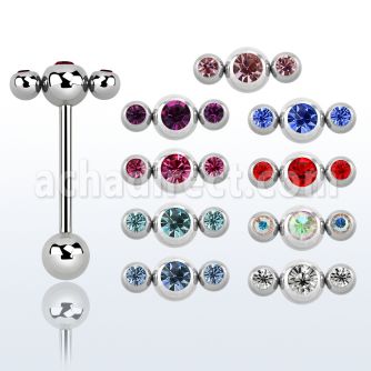 bb3jb barbell lengua acero quirurgico bolas joya triple 6 4mm 16mm distribuidor mayorista