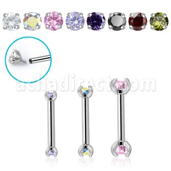 bbe2czin barbell ceja acero 316l rosca interna zirconita 3mm distribuidor