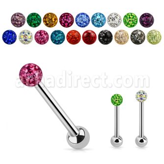 bbfr5 barbell lengua  bola cristal ferido cubierta resina bola acerode