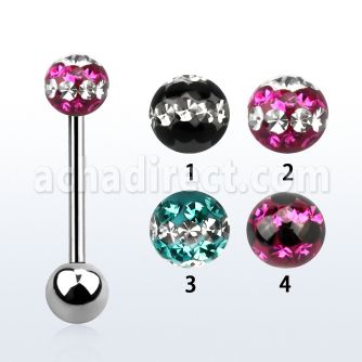 bbfr5d barbell lengua acero quirurgico bola 5mm multi cristal ferido triple linea cubierta resita bola acero liso 5mm distribuidor