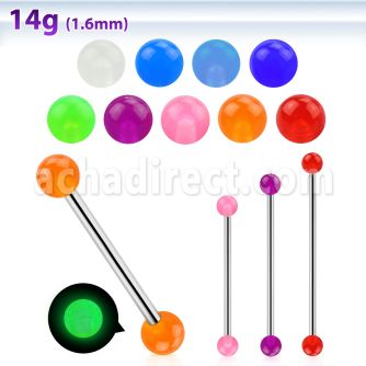 bbigl5 barbell industrial acero quirurgico bolas acrilicas brillan oscuridad 5mm distribuidor mayorista