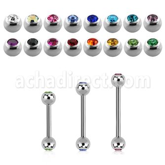bbjb3xs barbell acero quirurgico dos bolas joya