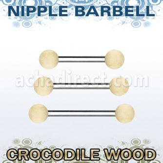 bbnpcr5 barbell pezon organico barra acero 316l bolas madera cocodrilo 5mm distribuidor mayorista
