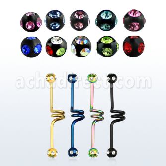 bbtcl barbell industrial espiral acero anodizado bolas multi joya 5mm venta