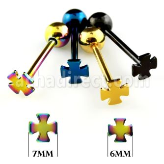 bbtcr barbell lengua acero quirurgico anodizado cruz hierro 6mm 7mm bola 6mm 16mm venta