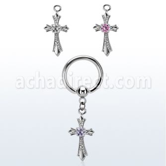 bcrgz379 aro bola presion acero 316l cruz estilo vintage zirconia redonda centro mayorista
