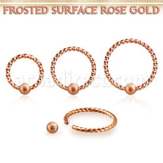 bcwr18f3 aro bola presion acero chapado pvd oro rosa un diseno alambre espiral bola acero esmerilado