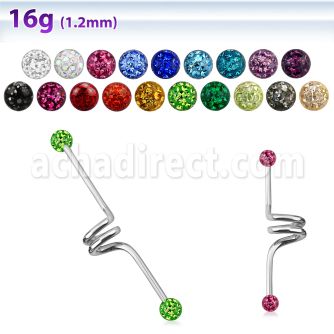 bdcf4 barbell industrial espiral acero quirurgico bolas multi cristal ferido 4mm 38mm distribuidor