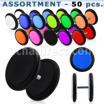 blk169 surtido piercings 50 plugs falsos acrilico uv anillos goma distribuidor mayorista