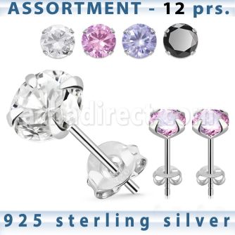 blk258g surtido piercings plata 12 pares piercings oreja plata esterlina 925 zirconia redonda distribuidor