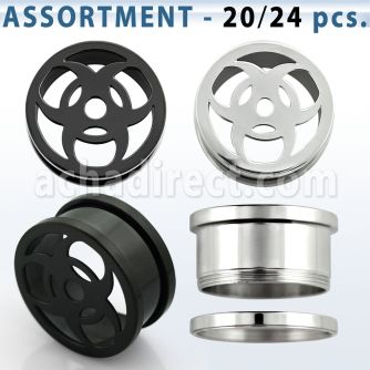 blk306 surtido piercings 24 dilataciones tunel tornillo acero brillo espejo acero anodizado al por mayor