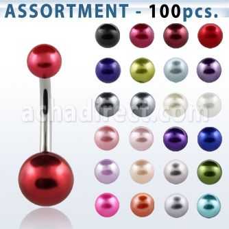 blk309 surtido piercings 100 piercings ombligo acero quirurgico bolas perlas falsas 5 8mm mayorista