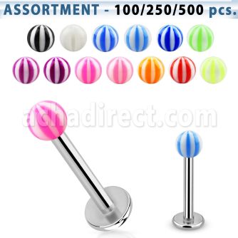 blk371 surtido piercings surtido labrets acero quirurgico bolas pelota playa uv 3mm 8mm mayorista