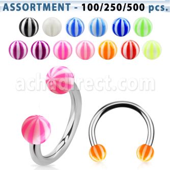 blk377 surtido piercings barbells circulares acero quirurgico variados bolas acrilicas pelota playa 3mm 8mm distribuidor mayorista