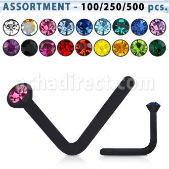 blk424 surtido piercings surtido piercing nariz l acrilico negro cristal redondo 2mm venta