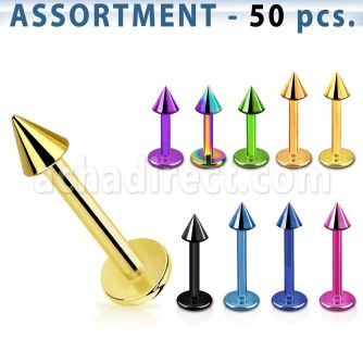 blk467 surtido piercings 50 labrets acero quirurgico pvd conos 3mm distribuidor