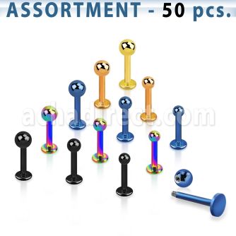 blk73 surtido piercings 50 labrets acero 316l anodizado bola 3mm 8mm 10mm bola 4mm 8mm mayorista