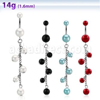 bndpr7 piercing ombligo acero quirurgico bolas perlas falsas 5 8mm multiples perlas 10mm distribuidor mayorista