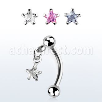 bnerv5 banana ceja acero quirurgico bolas 3mm zirconita estrella 3mm 6mm mayorista