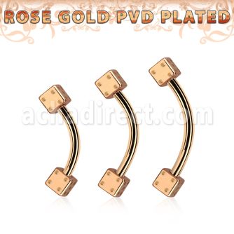 bnett2di banana ceja acero 316l pvd oro rosa dados 3mm distribuidor
