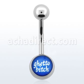 bnghb banana ombligo acero quirurgico bola acero 5mm bola 8mm logo guetto bitch mayorista