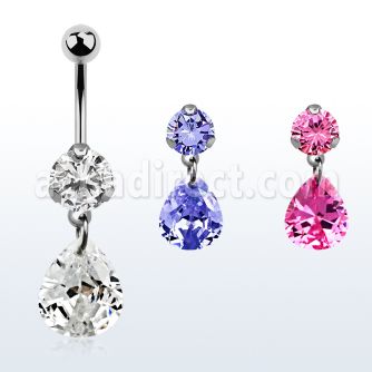 bnrz409 piercing ombligo acero quirurgico zirconia 8mm colgante 11 x 9mm pera zirconia 38 10mm venta