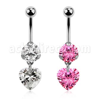 bnrz529 piercing ombligo acero quirurgico zirconia 8mm colgante 9mm corazon zirconia 38 10mm mayorista