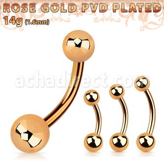 bntts banana ombligo acero 316l pvd oro rosa bolas 5mm 6mm distribuidor mayorista
