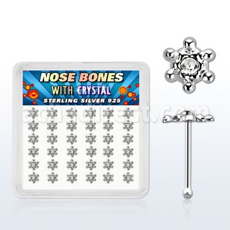 box w 36 silver nose bone w clear crystal david star top 