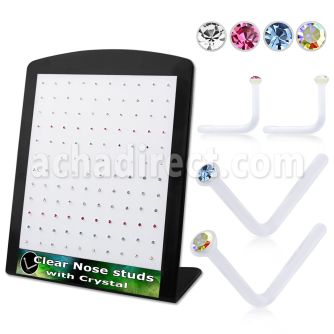 brac14 display expositor 120 piercing nariz l acrilico transparente cristal redondo tamanos variados 1 5mm 2mm al por mayor