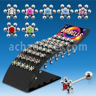 brbsc6 display barbells lengua acero 316l bola gema timon 6mm bola 6mm 16mm distribuidor