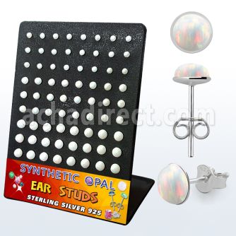 brevo1 display 36 pares piercings oreja plata esterlina opalo 3 5mm color blanco claro al por mayor