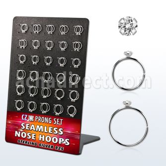 brnhm26 display 60 aro continuo nariz plata 925 0 6mm zirconia redonda 2mm 516 & 38 8mm & 10mm venta