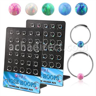 brnhm41 display 30 aro nariz continuo plata esterlina 0 6mm opalo 3mm 8mm 12mm al por mayor