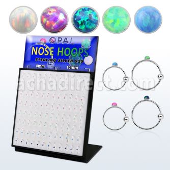 brnhmx26 display 96 aros nariz plata 925 0 6mm bola cierre opalo redondo 1 5mm 8mm 10mm al por mayor