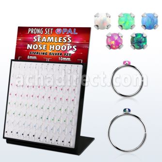brnhmx36 display 96 aro continuo nariz plata 925 0 6mm opalos sinteticos redondos 2mm 516 & 38 8mm & 10mm al por mayor
