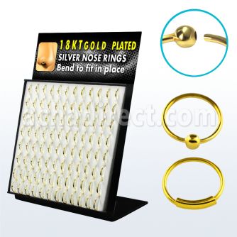 brnhmx3 display expositor 96 aros nariz plata esterlina oro 18 kts bola 0 6mm 8mm 12mm al por mayor
